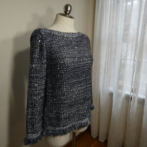 Ann Taylor Sequined Blue  with white Sparkly Accents